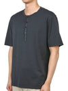 Men's Henry Neck Cotton Short Sleeve T-Shirt Charcoal - TEN C - BALAAN 3