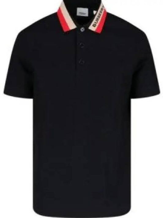 Logo Stripe Short Sleeve Polo Shirt Black - BURBERRY - BALAAN 2