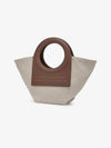 Mini Color Canvas Leather Tote Bag Beige Brown - HEREU - BALAAN 3