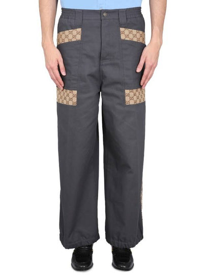 GG insert cotton canvas straight pants dark gray - GUCCI - BALAAN 2