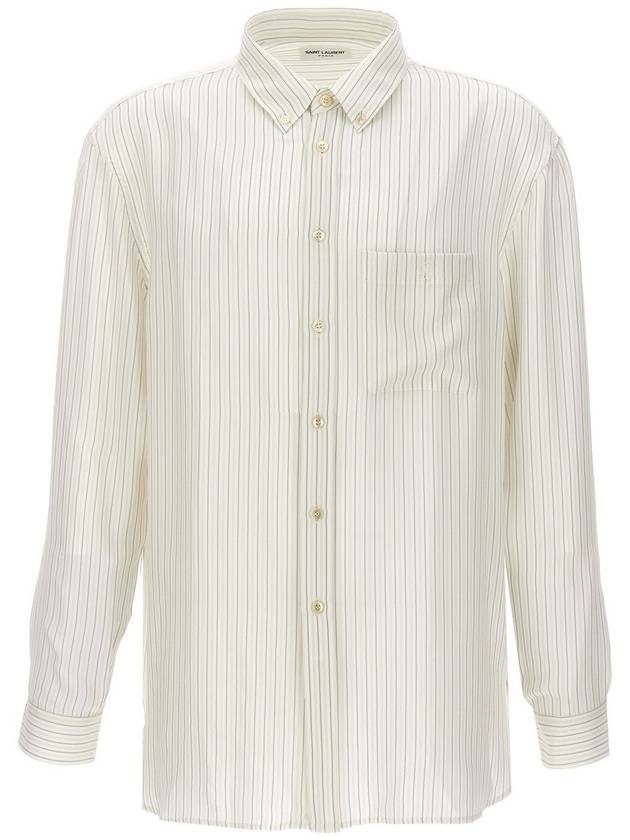 Long Sleeve Shirt 712700Y1I539782 P24 BEIGE GRIS NOIR - SAINT LAURENT - BALAAN 4