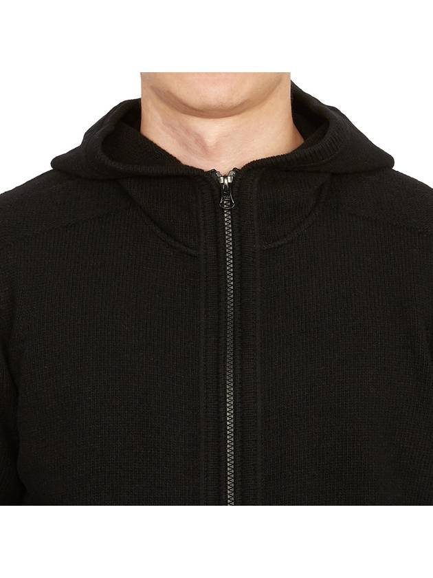 Logo Patch Hooded Lamb Wool Cardigan Black - STONE ISLAND - BALAAN 8