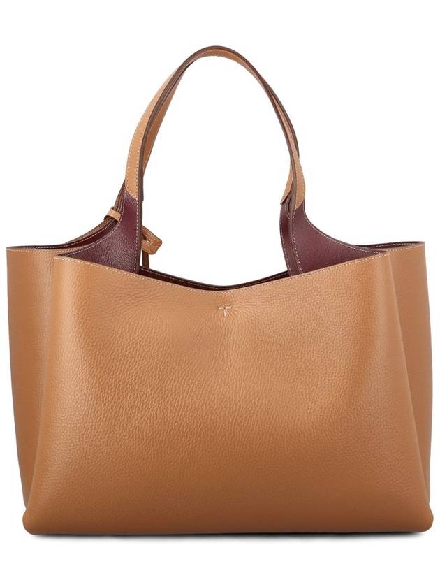 Logo Leather Medium Tote Bag Brown - TOD'S - BALAAN 3