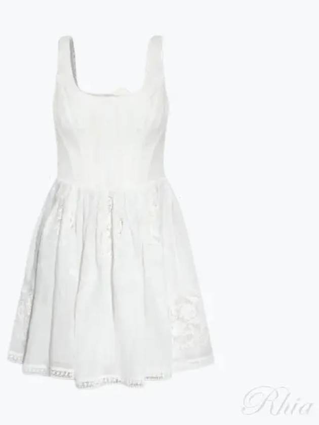 Women's Light Corset Linen Short Dress White - ZIMMERMANN - BALAAN 2