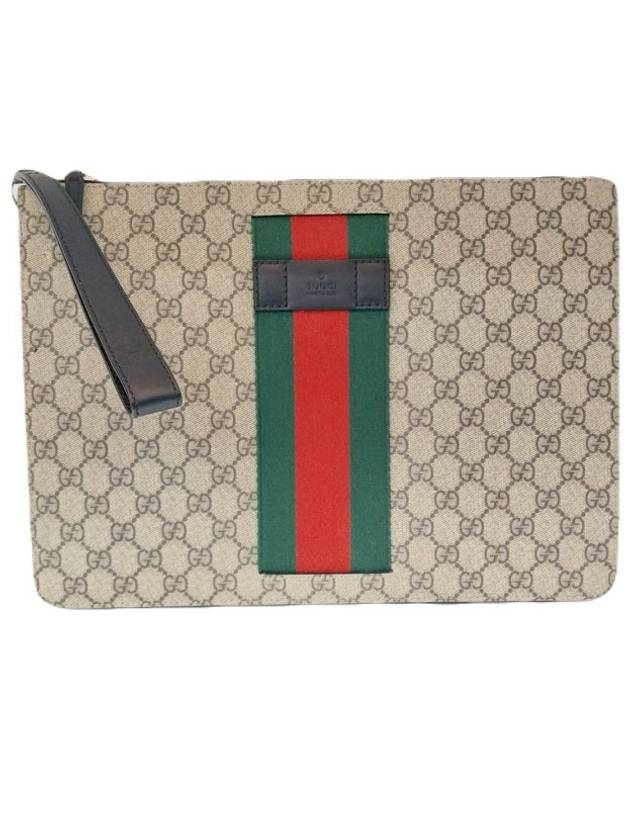 433665 GG Logo Supreme Canvas Web Tricolor Stitch Clutch Wrist Strap - GUCCI - BALAAN 9