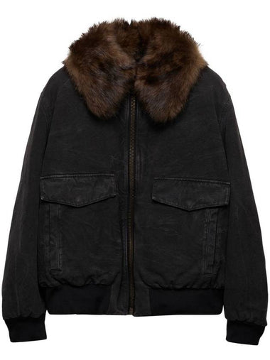 Prada Cotton Shearling-Collar Jacket - PRADA - BALAAN 1