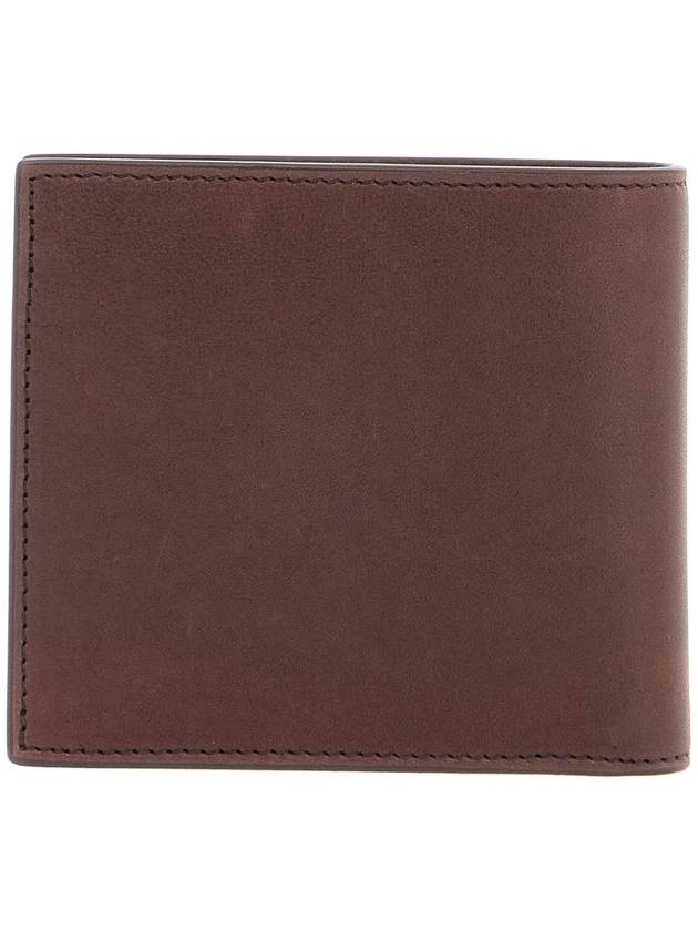 compact dark brown calfskin wallet with slots - THOM BROWNE - BALAAN 3