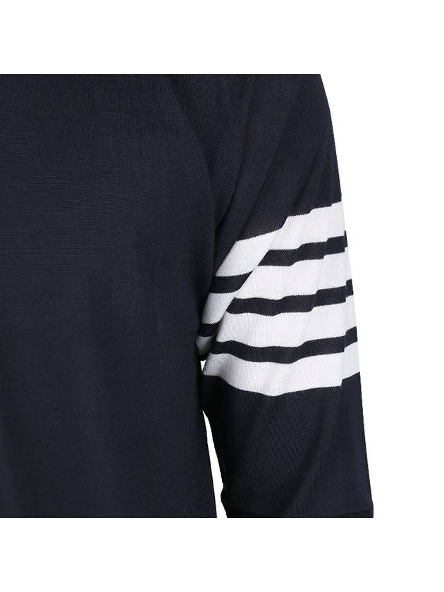 4 Bar Armband Classic Merino Wool Knit Top Navy - THOM BROWNE - BALAAN 7