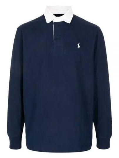 Rugby Logo Embroidered Long Sleeve Polo Shirt Navy - POLO RALPH LAUREN - BALAAN 2