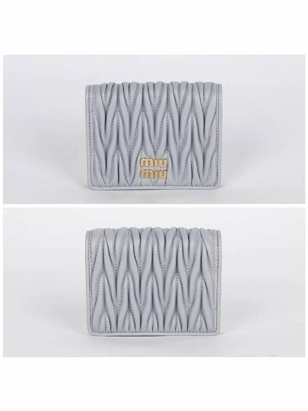 Matelasse Leather Half Wallet Pearl Grey - MIU MIU - BALAAN 3