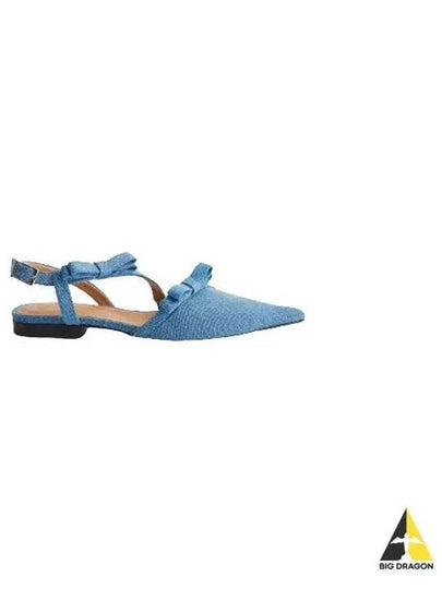 Denim Multi Bow Pointy Cut Out Ballerina Blue - GANNI - BALAAN 2