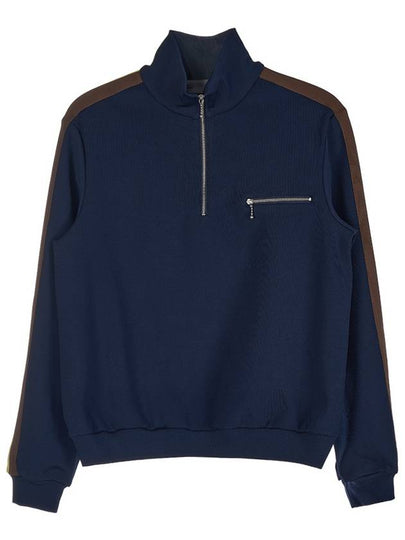 Quarter Zip Sweatshirt Navy - TORY BURCH - BALAAN 2