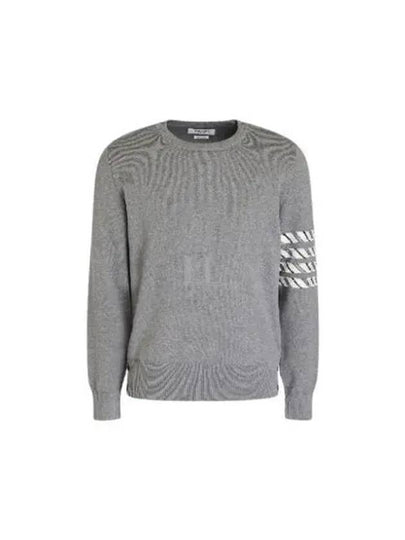 Diagonal Silk Stripe Crew Neck Knit Top Grey - THOM BROWNE - BALAAN 2