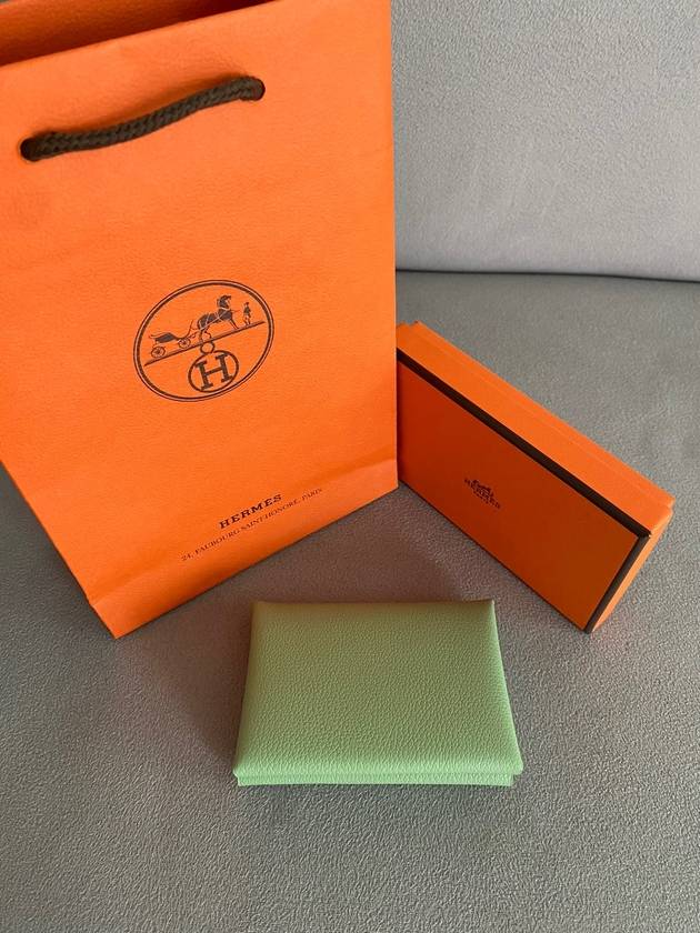 Calvi Duo Compact Card Wallet Green - HERMES - BALAAN 4