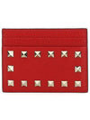 Rockstud Card Wallet Red - VALENTINO - BALAAN.