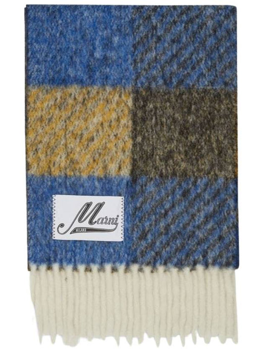 check print knit muffler blue - MARNI - BALAAN.