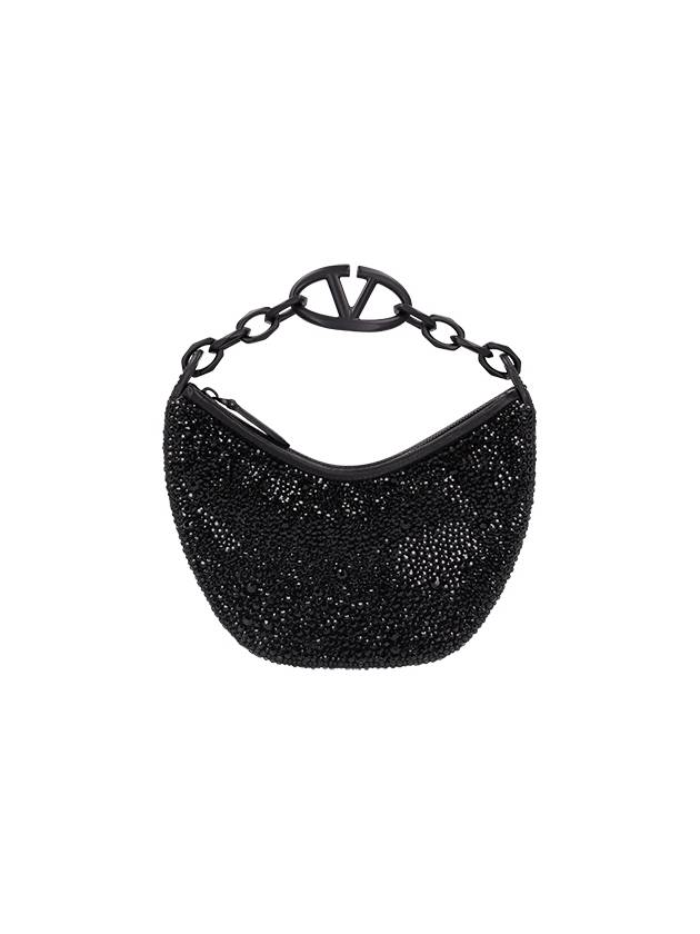 MINI HOBO VLOGO MOON BAG WITH RHINESTONE - VALENTINO - BALAAN 1