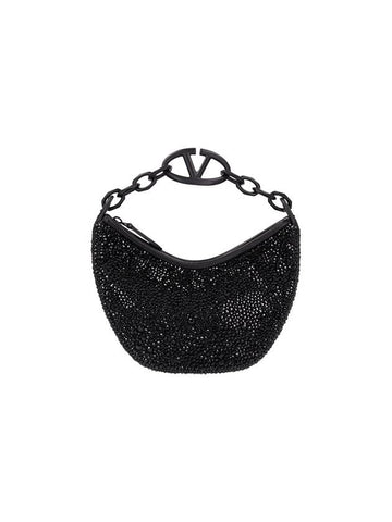 MINI HOBO VLOGO MOON BAG WITH RHINESTONE - VALENTINO - BALAAN 1