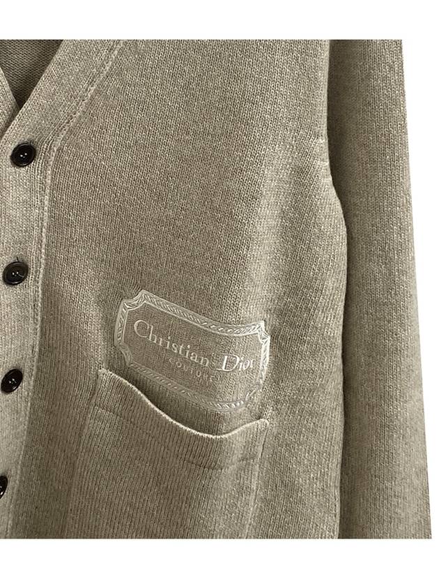 Embroidered Logo Cashmere Cardigan Grey - DIOR - BALAAN 7