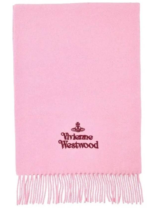 Logo Wool Fringe Muffler Pink - VIVIENNE WESTWOOD - BALAAN 2