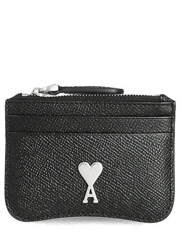 Zipper Card Holder Black Vibrated Silver USL105 AL0036 0014 - AMI - BALAAN 2