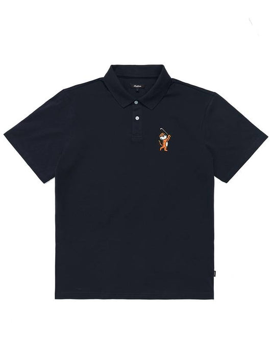 Tiger Collection Bucket Polo T Shirt NAVY - MALBON GOLF - BALAAN 1