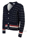 Donegal Cable Classic Wool Cardigan Navy - THOM BROWNE - BALAAN 3