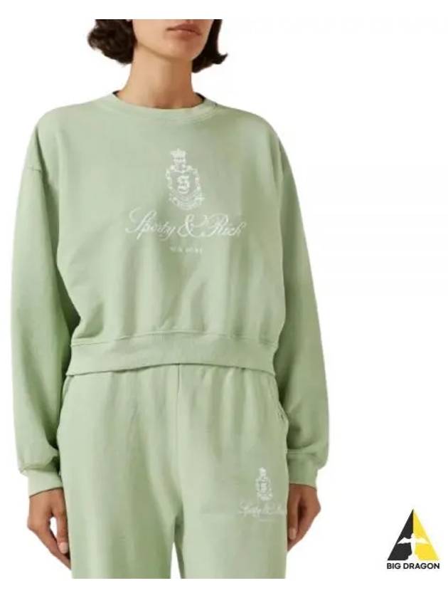 24 Vendome Cropped Crewneck SageWhite WS065S412VS Sweatshirt - SPORTY & RICH - BALAAN 1