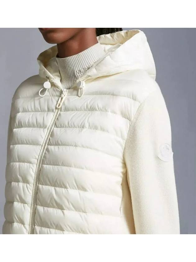 Women's Padded Wool Zip-Up Hooded Cardigan White - MONCLER - BALAAN 4