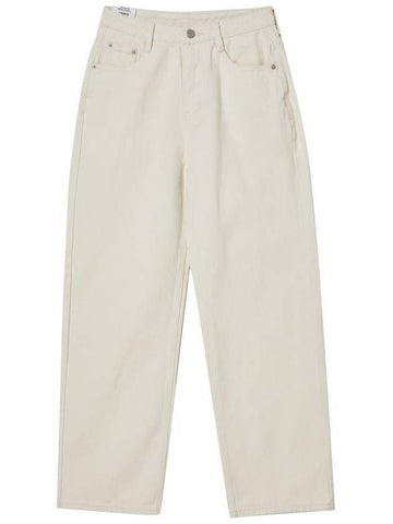 Cotton Twill Semi Wide Jeans Ivory - THE GREEN LAB - BALAAN 1