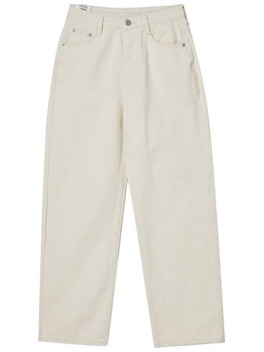 Cotton Twill Semi Wide Jeans Ivory - THE GREEN LAB - BALAAN 1