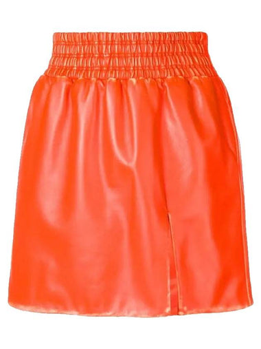 leather H-line skirt orange - MIU MIU - BALAAN 1