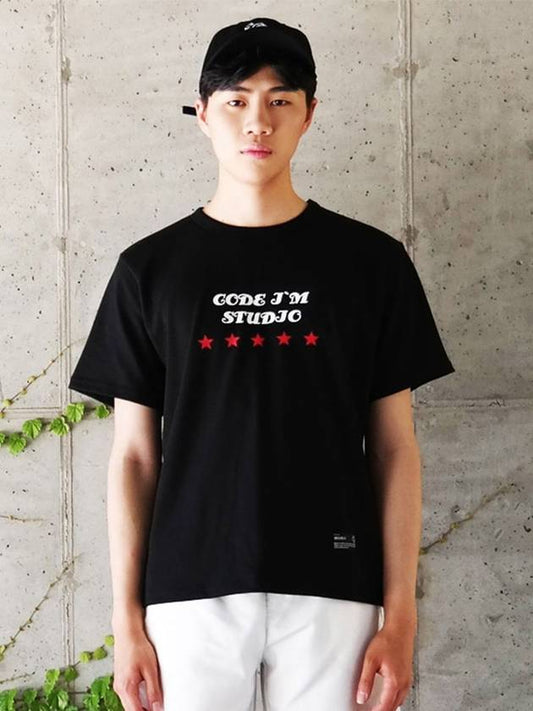 Studio Logo Printing Frye Short Sleeve T-Shirt Black - CODE I'M - BALAAN 1