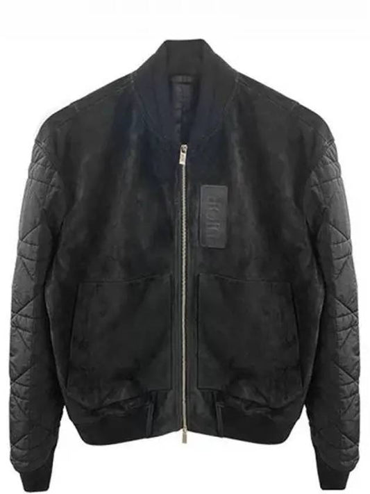 Men's Zipper Varsity Calfskin Bomber Jacket Black - DIOR - BALAAN 2