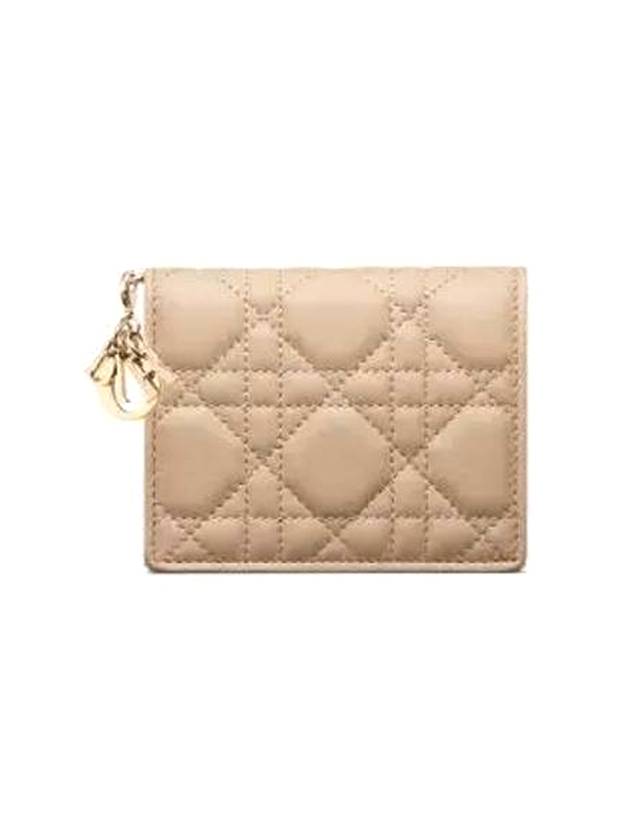 Lady Cannage Small Lambskin Half Wallet Biscuit - DIOR - BALAAN 1