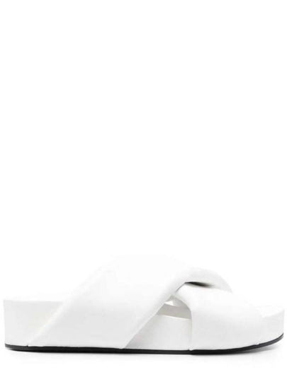 Women's Padded Slides Leather Slippers White - JIL SANDER - BALAAN 2