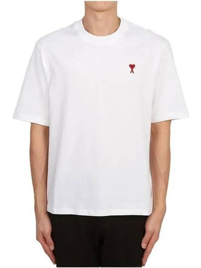 Small Heart Logo Boxy Fit Short Sleeve T-Shirt White - AMI - BALAAN 2