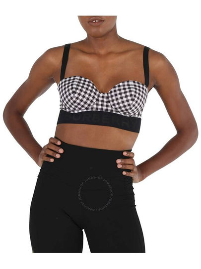 Logo Tape Gingham Check Bikini Top Black - BURBERRY - BALAAN 2