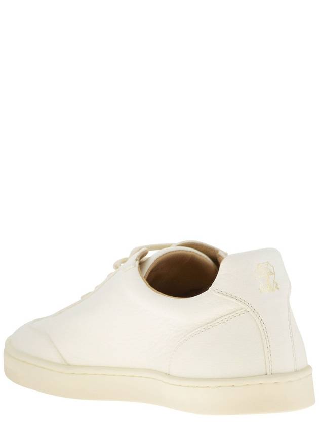 Grain Leather Low Top Sneakers White - BRUNELLO CUCINELLI - BALAAN 4