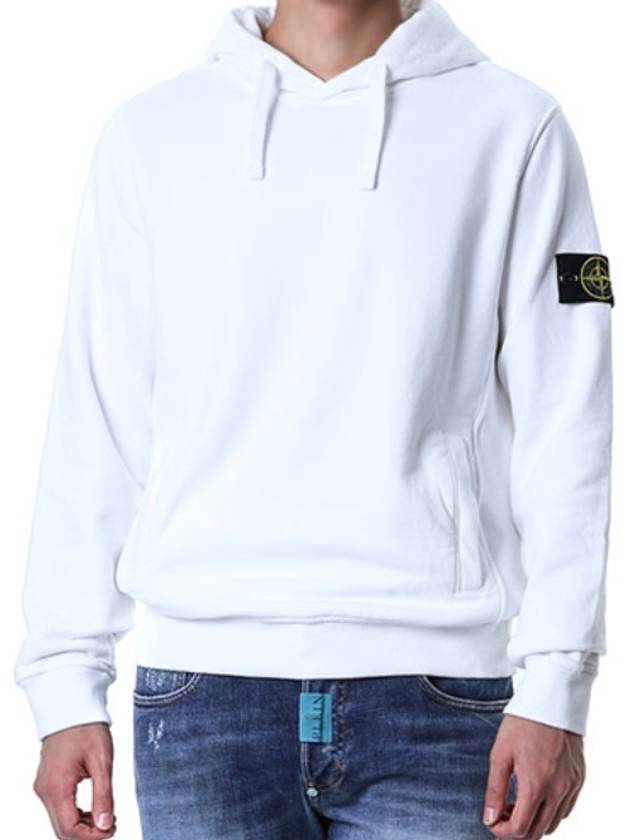 Wappen Patch Brushed Cotton Fleece Hoodie White - STONE ISLAND - BALAAN 3