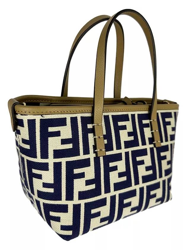 Roll FF Jacquard Small Tote Bag Blue - FENDI - BALAAN 4