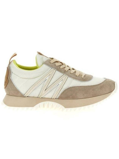 Women's Pacey Nylon Suede Leather Low Top Sneakers White Beige - MONCLER - BALAAN 1