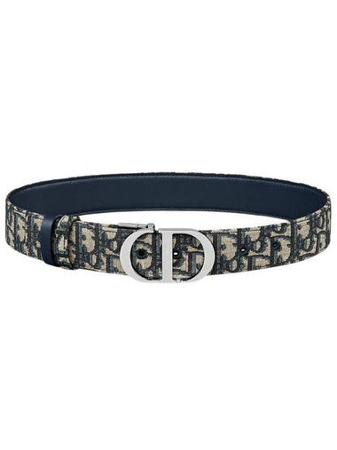 Oblique Jacquard 30 Montaine Reversible Smooth Calfskin Belt Blue - DIOR - BALAAN 1