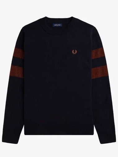 Sharp textured tipping knit 608 AFPM2336542 navy - FRED PERRY - BALAAN 1