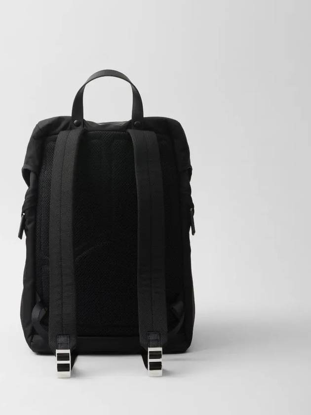 Re-Nylon Saffiano Leather Backpack Black - PRADA - BALAAN 3