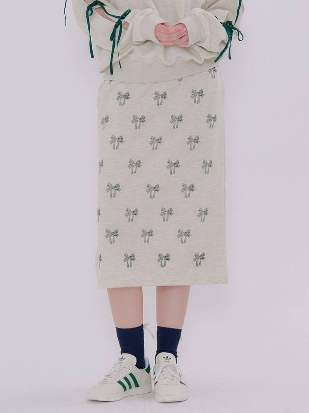 Ribbon Printing H Line Skirt Oatmeal - METAPHER - BALAAN 4