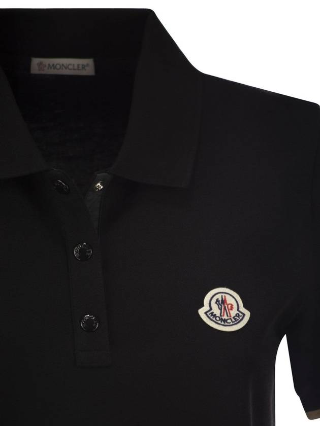 Cotton pique polo shirt with logo patch - MONCLER - BALAAN 4