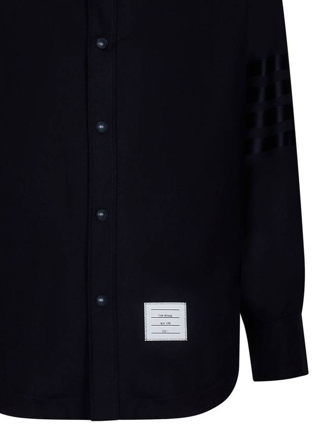 4 Bar Stripe Plain Weaving Wool Long Sleeve Shirt Navy - THOM BROWNE - BALAAN 5