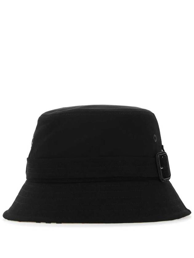 Buckle Detail Cotton Bucket Hat Black - BURBERRY - BALAAN 2