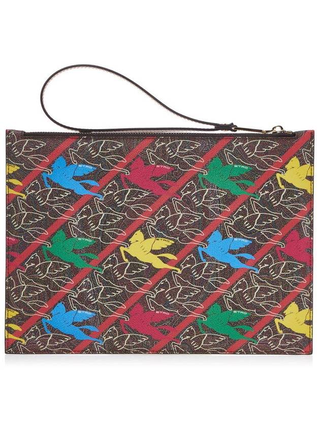 Paisley Pegasus Strap Clutch Bag Brown Blue Yellow - ETRO - BALAAN 4